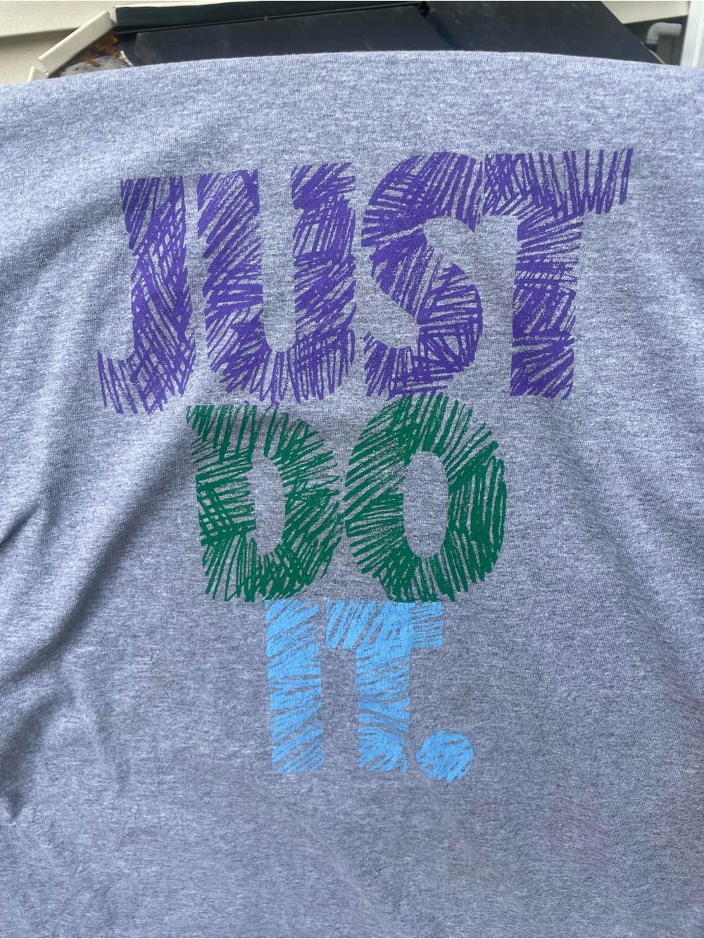 Nike Just Do It Graphic Tee Gray Purple Green Blue Streetwear Shirt